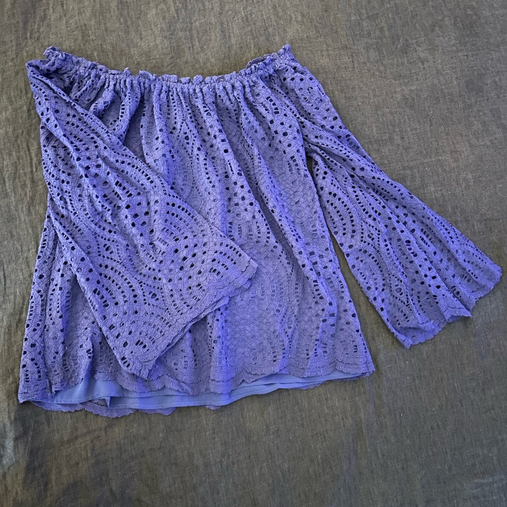 Lilly Pulitzer Blue Off-Shoulder Lace Top